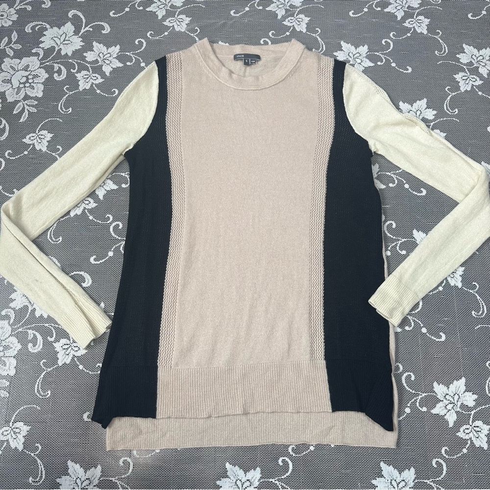 Vince Two Toned Knit 100% Cashmere Sweater Sz Small - Picture 7 of 14